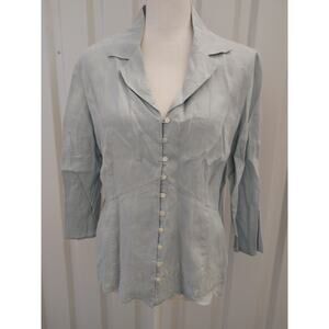 Valerie Separates Blouse Linen Baby Blue Button Top Large